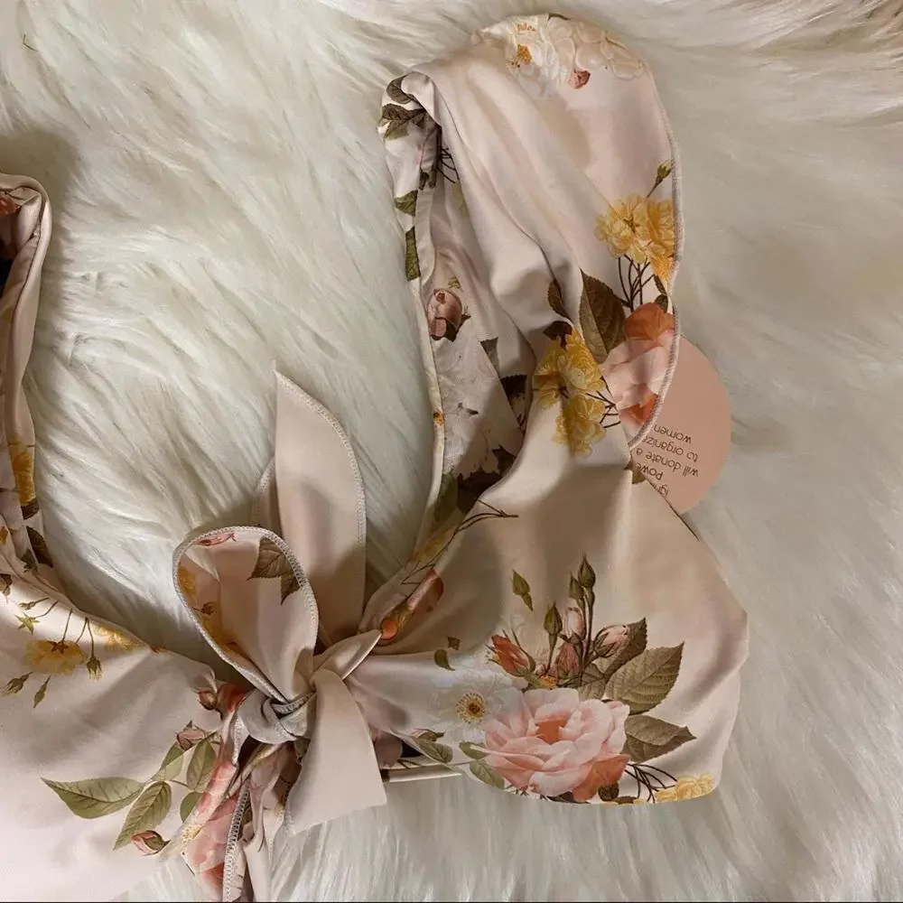 Power 2 the Flower Raquel Floral Bikini Top XS NWT Dolls Kill Tie Front Pink